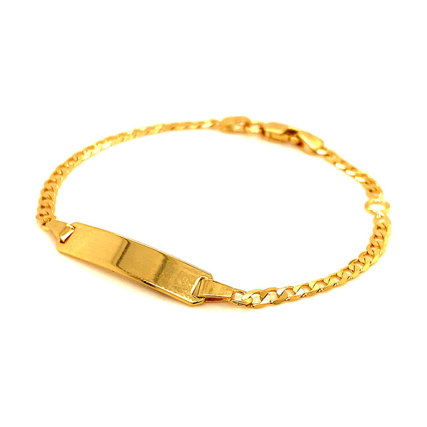 Pulsera (gourmet) grabable para bebés en oro amarillo 10k. 15cm