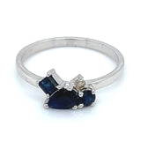 Anillo con zafiros y diamantes en plata 925