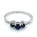 Anillo con zafiros y diamantes en plata 925