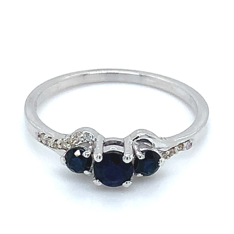 Anillo con zafiros y diamantes en plata 925