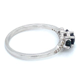 Anillo con zafiros y diamantes en plata 925