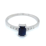 Anillo con zafiro y diamantes en plata 925