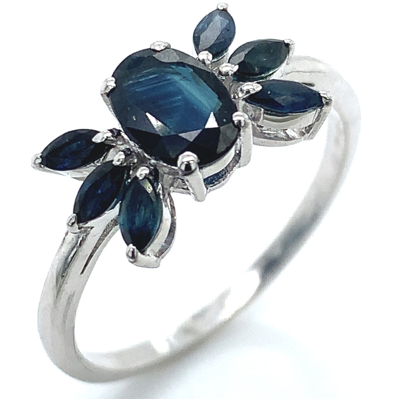 Anillo con zafiros en plata 925