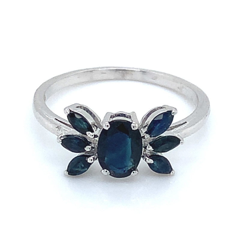 Anillo con zafiros en plata 925