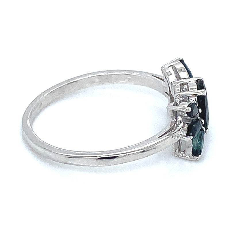 Anillo con zafiros en plata 925