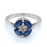 Anillo con zafiros y diamantes en plata 925