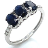 Anillo con zafiros y diamantes en plata 925