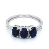 Anillo con zafiros y diamantes en plata 925