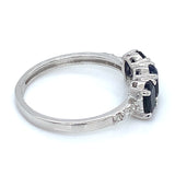 Anillo con zafiros y diamantes en plata 925