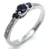 Anillo con zafiros y diamantes en plata 925