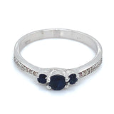 Anillo con zafiros y diamantes en plata 925