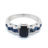 Anillo con zafiros en plata 925