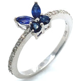 Anillo con zafiros y diamantes en plata 925