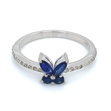 Anillo con zafiros y diamantes en plata 925