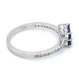 Anillo con zafiros y diamantes en plata 925