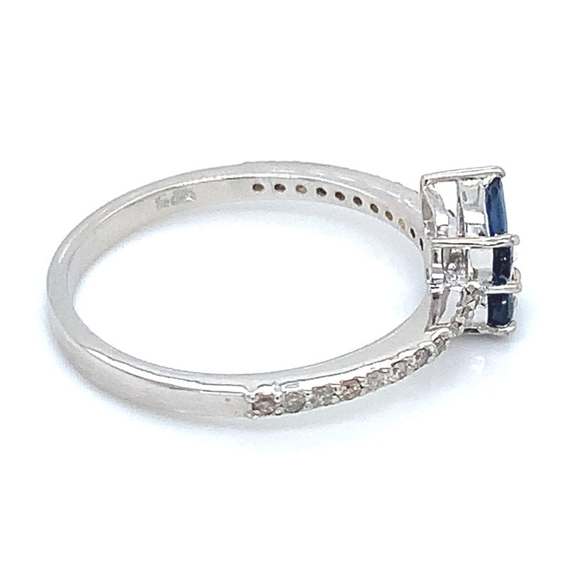 Anillo con zafiros y diamantes en plata 925