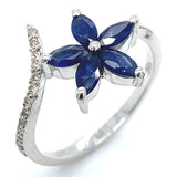 Anillo con zafiros y diamantes en plata 925