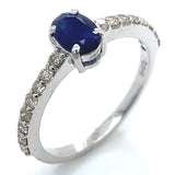 Anillo con zafiro y diamantes en plata 925