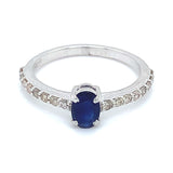 Anillo con zafiro y diamantes en plata 925