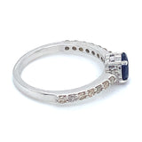 Anillo con zafiro y diamantes en plata 925