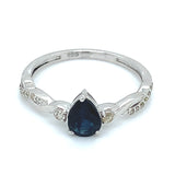 Anillo con zafiro y diamantes en plata 925