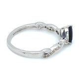 Anillo con zafiro y diamantes en plata 925