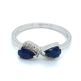 Anillo con zafiros y diamantes en plata 925