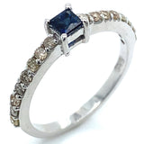 Anillo con zafiro y diamantes en plata 925