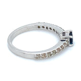 Anillo con zafiro y diamantes en plata 925