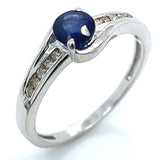 Anillo con zafiro y diamantes en plata 925