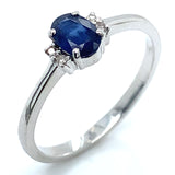 Anillo con zafiro y diamantes en plata 925
