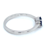 Anillo con zafiro y diamantes en plata 925