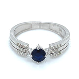 Anillo con zafiro y diamantes en plata 925