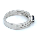 Anillo con zafiro y diamantes en plata 925
