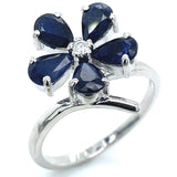 Anillo con zafiro y diamantes en plata 925