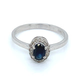 Anillo con zafiro y diamantes en plata 925