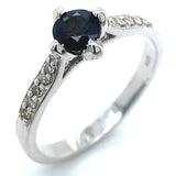 Anillo con zafiro y diamantes en plata 925