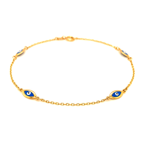 Pulsera (ojitos) en oro amarillo 18kt. 19cm