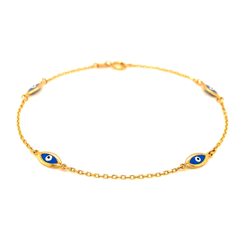 Pulsera (ojitos) en oro amarillo 18kt. 19cm