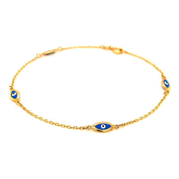 Pulsera (ojitos) en oro amarillo 18kt. 19cm