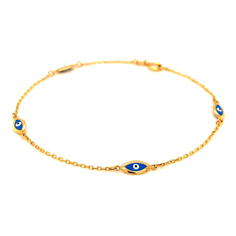 Pulsera (ojitos) en oro amarillo 18kt. 19cm