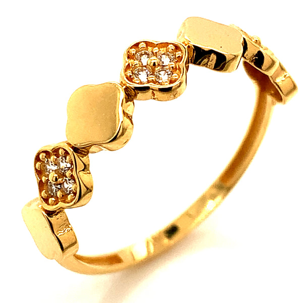 Anillo con circones en oro amarillo 18kt.