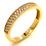 Banda con circones en oro amarillo 18kt.