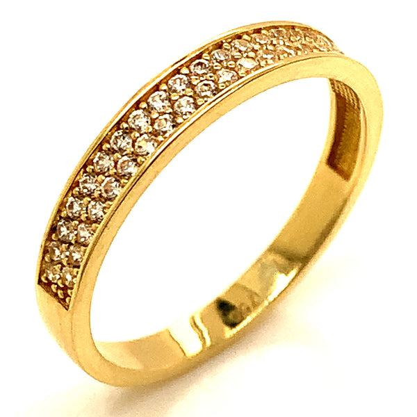 Banda con circones en oro amarillo 18kt.