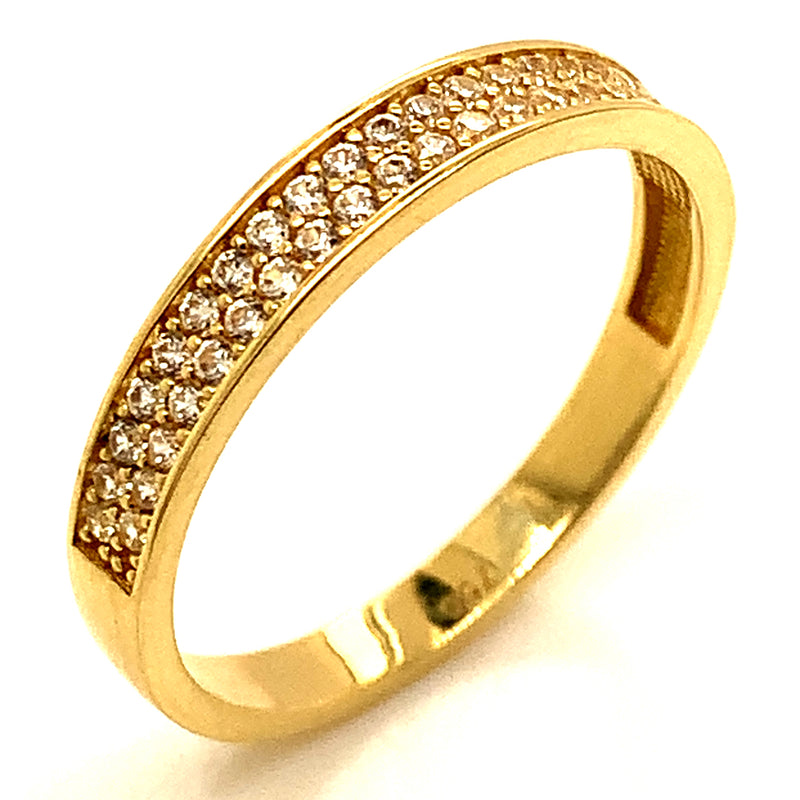 Banda con circones en oro amarillo 18kt.