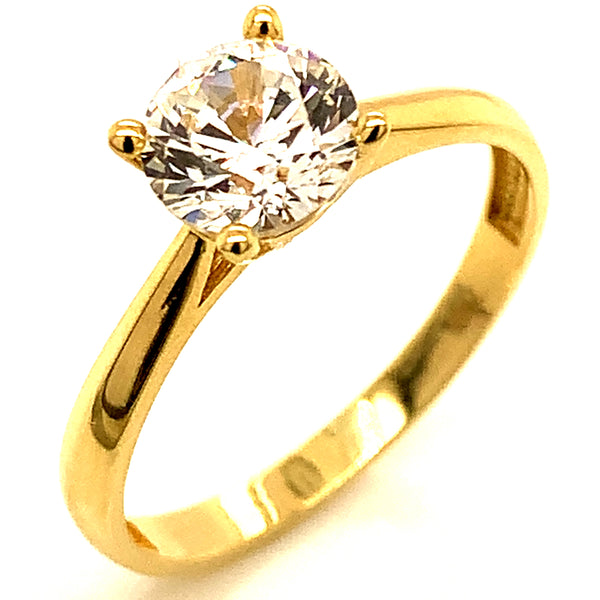 Anillo solitario con circón en oro amarillo 18kt.