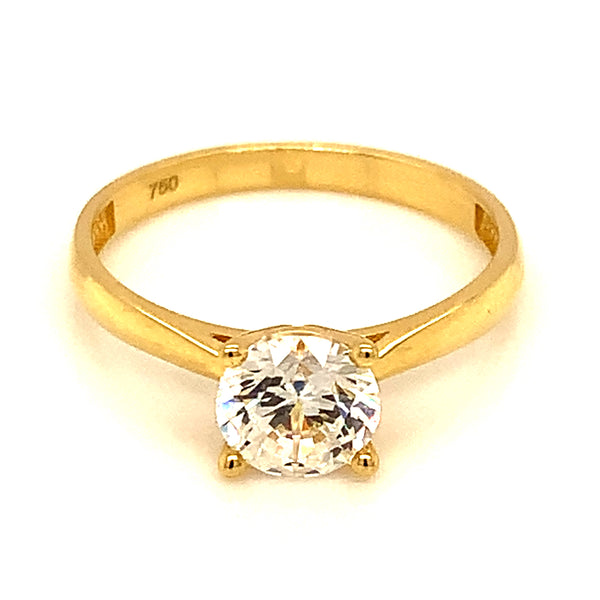 Anillo solitario con circón en oro amarillo 18kt.