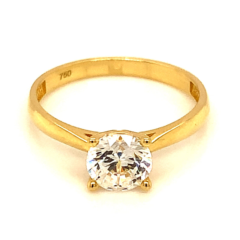 Anillo solitario con circón en oro amarillo 18kt.