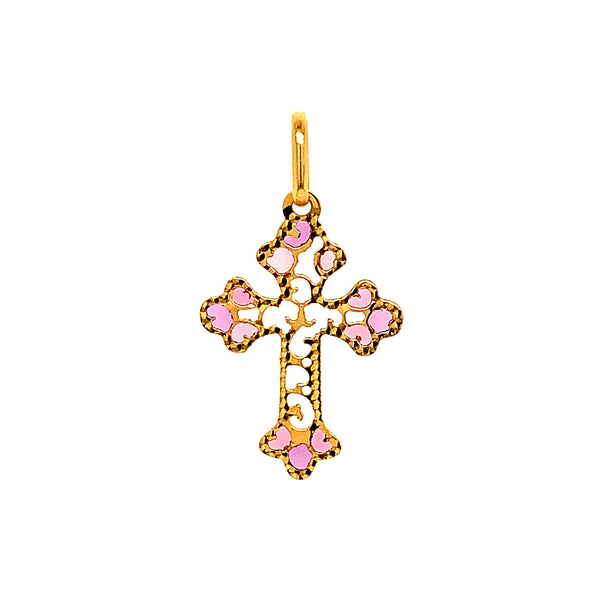 Dije (cruz) con circones en oro amarillo 18kt.