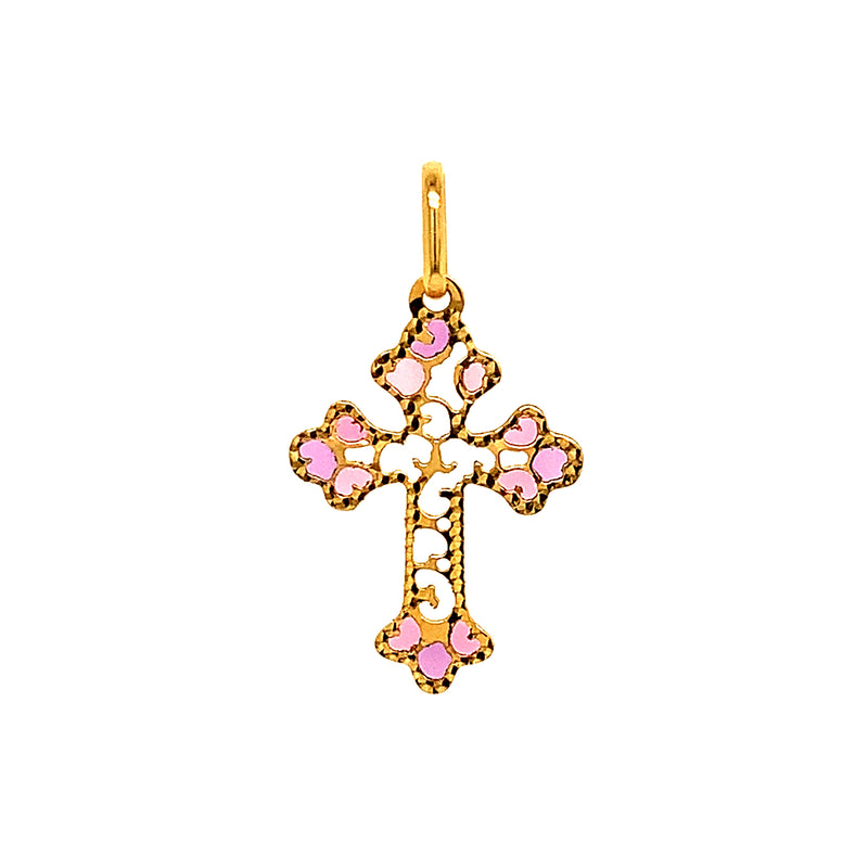 Dije (cruz) con circones en oro amarillo 18kt.